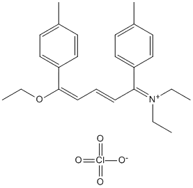 Molecular Structure of 161618-60-6 (Ethanaminium,N-[5-ethoxy-1,5-bis(4-methylphenyl)-2,4-pentadienylidene]-N-ethyl-,perchlorate)